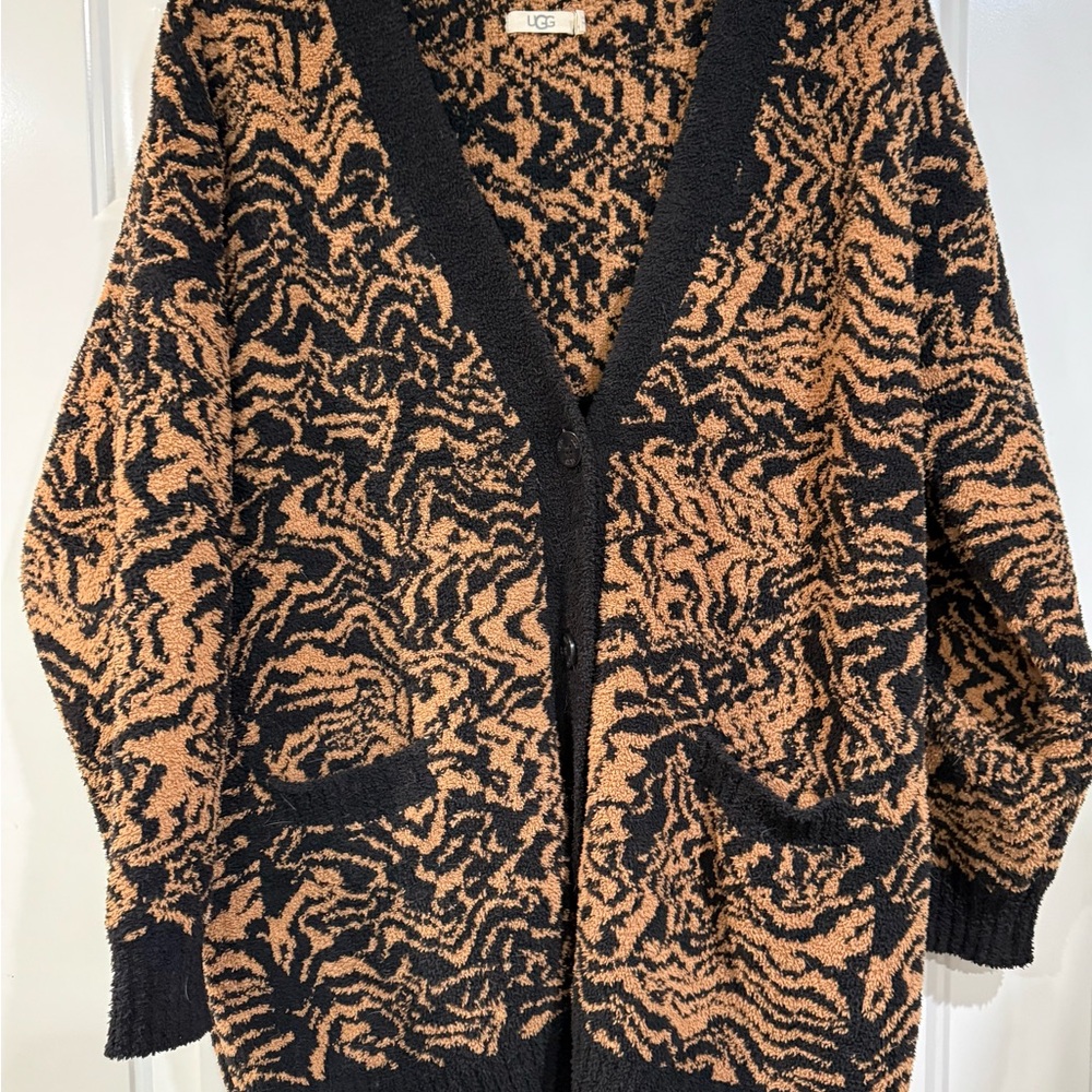 UGG Women's Zebra Patterned Cardigan in Black and Tan